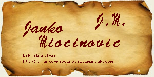 Janko Miočinović vizit kartica